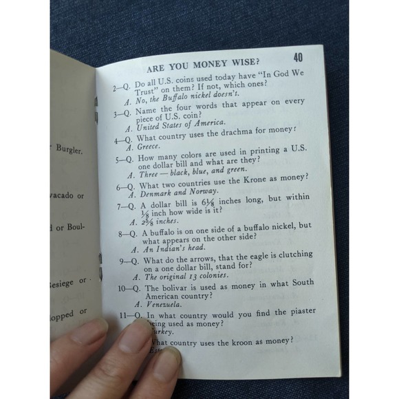 Vintage 1960 Milton Bradley New Triple Quiz Book Trivia for Ages 8 and Up - Picture 4 of 6